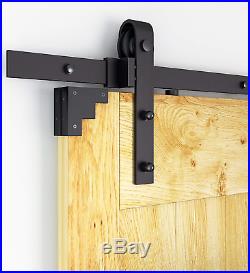 AiHom 195cm Rustic Black Sliding Doors Barn Door Hardware Cabinet Wood Sliding
