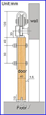 AiHom 195cm Rustic Black Sliding Doors Barn Door Hardware Cabinet Wood Sliding