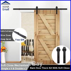 American Style Sliding Barn Door Hardware Rollers Track Kit Soft Close Mechanism