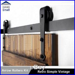 Antique Arrow Style Sliding Barn Wood Door Hardware Rustic Rollers Track Kit Set