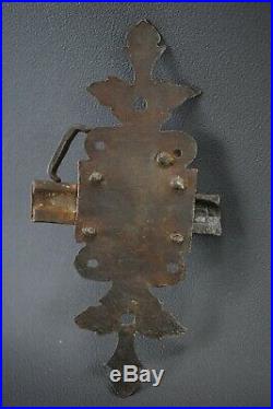 Antique French 18th. C Wrought Iron Sliding Arm Bolt Cabinet Door Latch Lock