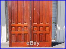 Antique Pair 8 Ft Tall Cherry Interior Sliding Pocket Doors with Rollers Hardware