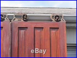 Antique Pair 8 Ft Tall Cherry Interior Sliding Pocket Doors with Rollers Hardware