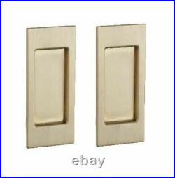 Baldwin Santa Monica Pocket Door Passage Set with Pull Non-Lacquered Brass