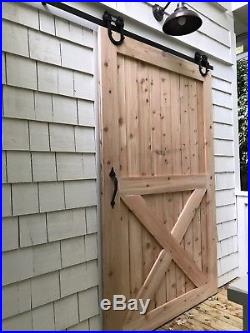 Barn Style Western Red Knotty Cedar Exterior Sliding Door 36x84 and Hardware