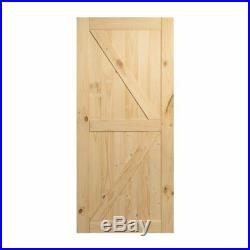 Belleze Paneled Wood Unfinished Barn Door with Installation Hardware Kit