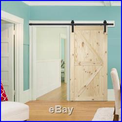Belleze Paneled Wood Unfinished Barn Door without Installation Hardware Kit