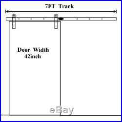 Black 7FT Track for Sliding Wood Barn Door Hardware Kit for Closet Single Door