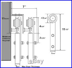 Black Flat Roller Bypass Sliding Roller Barn Double Door Hardware Track Kit Set