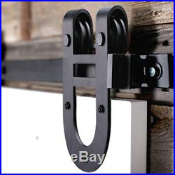 Black Solid Steel Sliding Rolling Barn Door Hardware Kit for Single Wood Doors