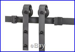 Black rustic sliding barn door hardware straight roller sliding track kit 5-16FT