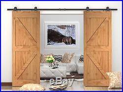 Black top mount double sliding barn door cabinet TV wall barn door hardware