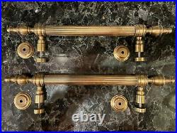 Brass Door Pulls (pair) with Trim and Mounting Hardware Excellent Condition