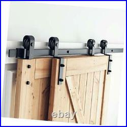 Bypass Sliding Barn Door Hardware Kit for Double Wooden Doors 6.6 Feet