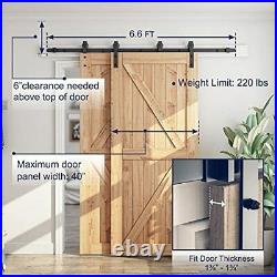 Bypass Sliding Barn Door Hardware Kit for Double Wooden Doors 6.6 Feet