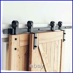 Bypass Sliding Barn Door Hardware Kit for Double Wooden Doors 6 Feet