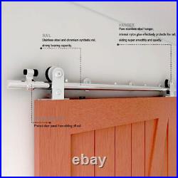CCJH 10'-18' Stainless Steel Sliding Barn Door Hardware Kit Track For Wood Door