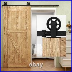 CCJH 4FT-20FT Medium Wheel Roller Sliding Barn Door Hardware Kit for 1/2 Door
