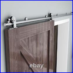 CCJH 4FT Sliding Barn Door Hardware Track Kit Stainless Steel Heavy Duty for Sin