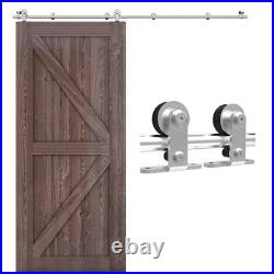 CCJH 4FT Sliding Barn Door Hardware Track Kit Stainless Steel Heavy Duty for Sin