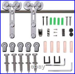 CCJH 4-14FT Stainless Steel Sliding Barn Door Hardware Track Kit for 1/2 Door