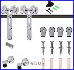 CCJH 5FT-20FT Stainless Steel Sliding Barn Door Hardware Kit Track for Wood Door