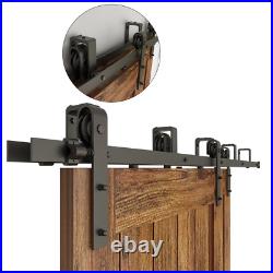 CCJH 5-14FT Sliding Barn Door Hardware Kit Double Track Double Wooden Doors