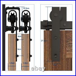 CCJH 5-16FT Bypass Sliding Barn Door Hardware Kit Double Doors Wood