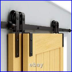 CCJH 5-20FT Bypass Sliding Barn Door Hardware Kit Single Track for Double Doors