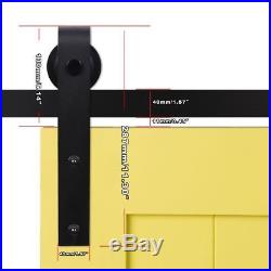 CCJH 6-12FT Black Sliding Barn Wood Door Hardware Closet Track Kit Single/Double