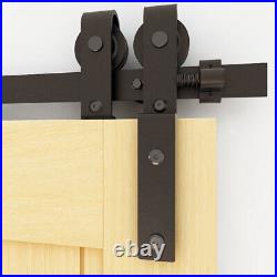 CCJH 6'-12' Bypass Sliding Barn Door Hardware Kit Single Track Double Doors