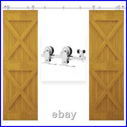 CCJH 8 FT Stainless Steel Sliding Barn Door Hardware Track Kit For Wood Door