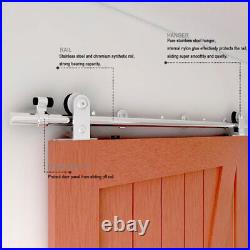 CCJH 8 FT Stainless Steel Sliding Barn Door Hardware Track Kit For Wood Door