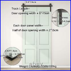 CCJH Bi-Folding Barn Door Hardware Sliding Track kit for 2 Doors Black, No Door