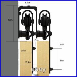 CCJH Bypass Sliding Barn Door Hardware Kit For Double Door Closet Track Roller