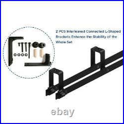 CCJH Bypass Sliding Barn Door Hardware Kit for Double Door with Double Tracks