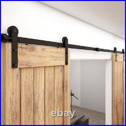 CCJH Sliding Barn Door Hardware Track Roller Kit (5FT-15FT) Single/Double Door