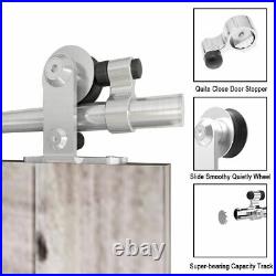 CCJH Stainless SteelSliding Barn Door Hardware Kit Track &Adjustable Floor Guide