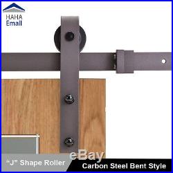 Carbon steel Sliding Wood Door Barn Door Hardware Track Rollers Kit J Shape