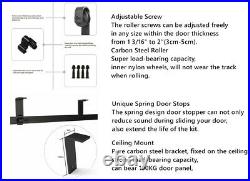 Ceiling Mount Bracket Sliding Barn Door Hardware Track Kit 5/6/7/8FT Black Rail