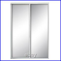 Contractors Wardrobe Sliding Door 60 in. X 81 in. White Aluminum Frame Mirrored