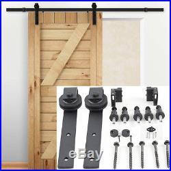 D03 6 FT Black Antique Style Steel Sliding Barn Wood Door Hardware Track Kit