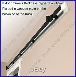 DIYHD 10FT Arrow style Black Double Sliding Barn Wood Closet Door Track Hardware