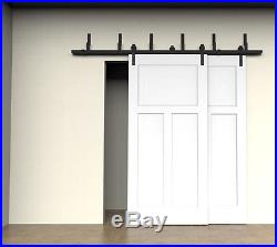 DIYHD 5ft-10ft Rustic black bypass double sliding barn door hardware bypass kit