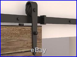 DIYHD 8FT/10FT/12FT Rustic black arrow wheel double sliding barn door hardware