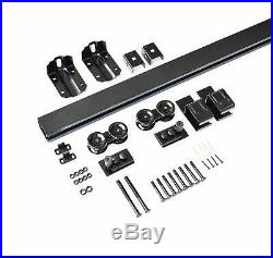 DIYHD Box Rail Hardware Heavy Duty Steel Sliding Barn Door Track kit, Black