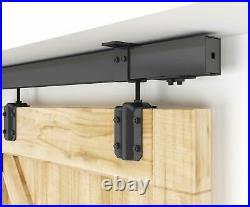 DIYHD Ceiling Mount Box Track Double Sliding Barn Door Hardware Kit, Black