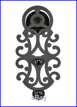 DIYHD Ornate Cut Black Sliding Barn Door Hardware With Spring-in Soft Close Stop