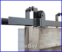 DIYHD Top Mount Bypass Double Sliding Barn Door Track Hardware for Low Ceiling