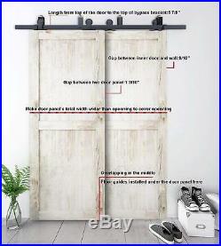 DIYHD Top Mount Bypass Double Sliding Barn Door Track Hardware for Low Ceiling